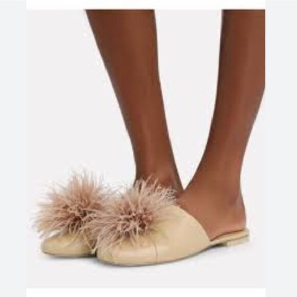 Cult Gaia Ray Ostrich Feather Slides / Sandals - Size 37 - Lightly Worn - Picture 1 of 8